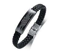 Bracelet en cuir pour homme et fils - Cadeau de Noël - Bracelet en cuir noir - Gravure avec message inspirant à mon fils - Cadeau de maman papa - Bracelet pour homme - Cadeau d'anniversaire - Cadeau
