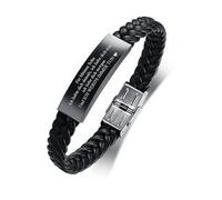 Bracelet en cuir pour homme et fils - Cadeau de Noël - Bracelet en cuir noir - Gravure avec message inspirant à mon fils - Cadeau de maman papa - Bracelet pour homme - Cadeau d'anniversaire - Cadeau
