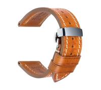 Bracelet en cuir pour homme, fabriqué à la main, 18-26 mm, avec boucle papillon en acier inoxydable, idéal pour les occasions formelles et professionnelles.,Brun clair,18 mm