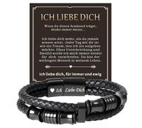 Bracelet en cuir pour homme - Fermoir en acier inoxydable - Bracelet en cuir pour mon papa Son, Noël, anniversaire, Saint Valentin, cadeau pour homme, mari, petit ami, frère, Acier inoxydable, No