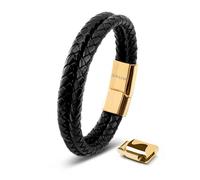 SERASAR Bracelet Cuir Homme, Cuir, en pour Homme Reglable, Accessoires Cadeau Bijoux Anniversaire or 23cm