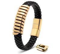 Bracelet en Cuir pour Homme SERASAR B035-17 Or Bijoux de bracelet élégants cadeau d'anniversaire parfait pour mari ou ami