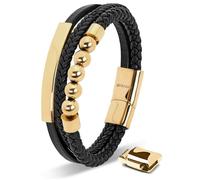 SERASAR Accessoires pour hommes 17cm Bracelet en or pour hommes Bracelet en cuir Bracelets pour hommes Bijoux en cuir Bijoux pour hommes Bracelet Bracelet en cuir Bracelet en chaîne en cuir