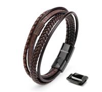 SERASAR Bracelet Cuir Homme, Cuir, en Pour Homme Reglable, Accessoires Cadeau Bijoux Anniversaire Marron 20cm