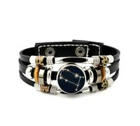 Bracelet En Cuir Pour Hommes, Bracelet Ajustable En Cuir Tressé À Plusieurs Couches, Motif Carte Du Ciel Des Gémeaux, Style Ethnique Rock, Fait Main. Accessoire D'Amitié, Cadeau D'Anniversaire Ou