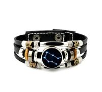 Bracelet En Cuir Pour Hommes, Bracelet Ajustable En Cuir Tressé À Plusieurs Couches, Motif Carte Du Ciel Des Gémeaux, Style Ethnique Punk, Fait Main. Accessoire D'Amitié, Cadeau D'Anniversaire Ou