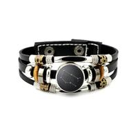 Bracelet En Cuir Pour Hommes, Bracelet Ajustable En Cuir Tressé À Plusieurs Couches, Motif Carte Du Ciel Des Gémeaux, Style Punk Ethnique, Fait Main. Accessoire D'Amitié, Cadeau D'Anniversaire Ou