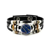 Bracelet En Cuir Pour Hommes, Bracelet Ajustable En Cuir Tressé À Plusieurs Couches, Orné D'Une Boussole En Forme D'Étoile Gémeaux Et D'Un Effet De Diffraction Magique. Style Punk Ethnique, Fait