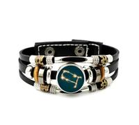 Bracelet En Cuir Pour Hommes, Bracelet En Cuir Tressé À Plusieurs Couches, Ajustable, Orné D'Une Carte Du Ciel Des Gémeaux. Style Punk Ethnique, Fait Main. Accessoire D'Amitié, Cadeau D'Anniversa