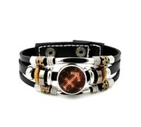 Bracelet En Cuir Pour Hommes, Bracelet En Cuir Tressé Ajustable, Orné D'Une Flèche Du Sagittaire Et Symbolisant L'Intrication Quantique Cybernétique. Style Ethnique, Fait Main. Accessoire D'Amiti