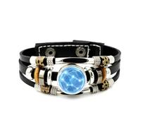 Bracelet En Cuir Pour Hommes, Bracelet Jonc Tressé Multicouche En Cuir, Style Punk, Orné D'Une Projection Cybernétique Et D'Une Carte Du Ciel Des Gémeaux. Accessoire D'Amitié, Pour Un Anniversair