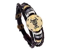 Bracelet En Cuir Pour Hommes, Cuir Constellation Bangle Punk Charme Personnel Wrap Bracelets Pour Femmes Hommes Fashion Signes Du Zodiaque Bijoux Bracelets Accessoires Bracelet D'Amitié Cadeau Coupl
