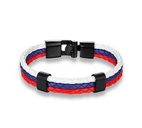 Bracelet En Cuir Pour Hommes, Mexique Russie Italie Drapeau National Espagnol Bracelet Cuir Hommes Femmes Bangle Bracelet Fait Main Cadeau Amitié Couple Brillant Festival Accessoires Présente L'Ami