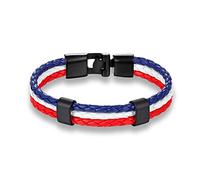 Bracelet En Cuir Pour Hommes, Mexique Russie Italie Drapeau National Espagnol Bracelet Cuir Hommes Femmes Bangle Bracelet Fait Main Cadeau Amitié Couple Brillant Festival Accessoires Présente L'Ami