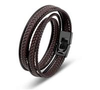 Bracelet en Cuir - SERASAR - B019-34 - Marron - Acier inoxydable - Fermoir magnétique