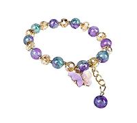 Bracelet en cuir souple en pierre naturelle avec pendentif papillon - Cadeaux d'appréciation pour femmes et filles - Bracelet en perles de pierres précieuses - Bracelet élastique brésilien jaune