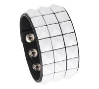 Bracelet en cuir synthétique avec rivets carrés, bracelet réglable punk pour lui, unisexe, bijoux, cadeau, bracelet en cuir synthétique souple, carré avec rivets, confort réglable pour, taille unique