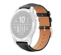 Bracelet en cuir synthétique pour Garmin Fenix 8 / 7S / 6S / 5S - 22 mm - Boucle ardillon - Noir