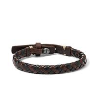 Bracelet en cuir tress pour homme Fossil, couleur : noir/marron (mod le : JA5932716)