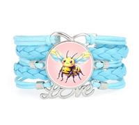 Bracelet En Cuir Tressé À Motif Abeille,Diffraction,Ajustable,Avec Un Mot | Multistrat,Punk,Bracelet,Fait main,Offre,Bangle,Accessoire,Amie,Amoureux,Ethnique,Amitié,Anniversaire,Noël,Musique,Art