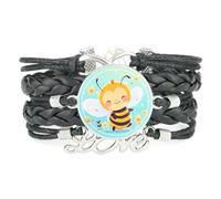 Bracelet En Cuir Tressé À Motif Unique Et Ajustable,Orné D'Abeilles Et D | Multistrat,Punk,Bracelet,Fait main,Offre,Bangle,Accessoire,Amie,Amoureux,Ethnique,Amitié,Anniversaire,Noël,Musique,Art