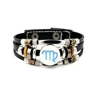 Bracelet En Cuir Tressé À Plusieurs Couches, Ajustable, Avec Effet De Projection Du Signe Astrologique Vierge, Style Punk Ethnique, Fait Main. Accessoire D'Amitié, Cadeau D'Anniversaire Ou De Noël.