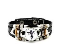 Bracelet En Cuir Tressé À Plusieurs Couches, Ajustable, Avec Motif Ange Heureux Vierge, Texture Mate Et Relief, Style Punk Ethnique, Fait Main. Accessoire D'Amitié, Cadeau D'Anniversaire Ou De Noë
