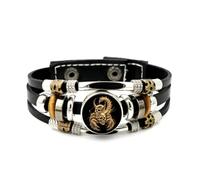 Bracelet En Cuir Tressé À Plusieurs Couches, Ajustable, Orné D'Une Tête De Mort Du Scorpion Et D'Une Étoile Littéraire. Style Punk Ethnique, Fait Main. Accessoire D'Amitié, Cadeau D'Anniversair