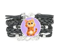 Bracelet En Cuir Tressé Ajustable Avec Fleur Pour Tête De Chat, Porte-Bon | Multistrat,Punk,Bracelet,Fait main,Offre,Bangle,Accessoire,Amie,Amoureux,Ethnique,Amitié,Anniversaire,Noël,Musique,Art