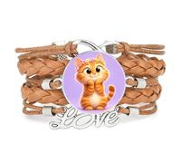 Bracelet En Cuir Tressé Ajustable Avec Fleur Pour Tête De Chat, Porte-Bon | Multistrat,Punk,Bracelet,Fait main,Offre,Bangle,Accessoire,Amie,Amoureux,Ethnique,Amitié,Anniversaire,Noël,Musique,Art