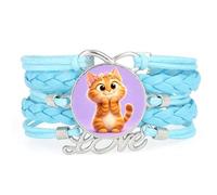 Bracelet En Cuir Tressé Ajustable Avec Fleur Pour Tête De Chat, Porte-Bon | Multistrat,Punk,Bracelet,Fait main,Offre,Bangle,Accessoire,Amie,Amoureux,Ethnique,Amitié,Anniversaire,Noël,Musique,Art