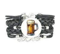 Bracelet En Cuir Tressé Ajustable, Effet Diffraction Spectrale Dynamique, Style Ethnique, Idéal Pour Un Festival De La Bière En Été. Accessoire D'Amour, Cadeau D'Anniversaire Ou De Noël, Noir.