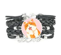 Bracelet En Cuir Tressé Ajustable Flower Headwear Cat Fortune Fantastic Lo