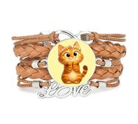 Bracelet En Cuir Tressé Ajustable Flower Headwear Cat Happiness Fantastic