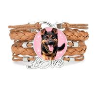 Bracelet En Cuir Tressé Ajustable Fortune Big Eyes Shepherd Dog Love Marro