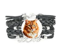 Bracelet En Cuir Tressé Ajustable Lively Cat Rope « Le Bonheur, C'Est L'