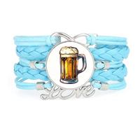 Bracelet En Cuir Tressé Ajustable, Motif Diffraction Spectrale Dynamique, Style Ethnique, Idéal Pour Un Festival De La Bière En Été. Accessoire D'Amour, Cadeau D'Anniversaire Ou De Noël, Bleu.