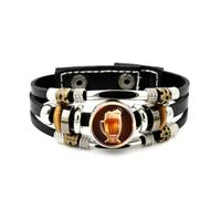 Bracelet En Cuir Tressé Ajustable, Orné D'Un Motif De Diffraction Spectrale De Houblon, Inspiré Des Bouteilles De La Fête De La Bière. Bijou Ethnique Fait Main, Accessoire D'Amitié, Pour Un Anni