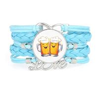 Bracelet En Cuir Tressé Ajustable, Orné D'Un Motif De Diffraction Spectrale Dynamique Inspiré Des Bouteilles De La Fête De La Bière. Bracelet Ethnique, Accessoire Idéal Pour Un Anniversaire Ou N