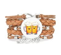 Bracelet En Cuir Tressé Ajustable, Orné D'Un Motif De Diffraction Spectrale Dynamique Inspiré Des Bouteilles De La Fête De La Bière. Bracelet Ethnique, Accessoire Idéal Pour Un Cadeau D'Annivers