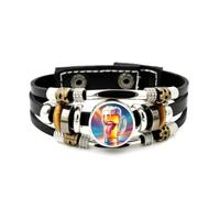 Bracelet En Cuir Tressé Ajustable, Orné D'Un Motif De Diffraction Spectrale Numérique, Idéal Pour Un Festival De La Bière En Été. Bracelet Ethnique Fait Main, Accessoire D'Amitié, Cadeau D'Ann