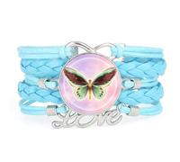 Bracelet En Cuir Tressé,Ajustable,Orné D'Un Papillon Et D'Une Nébuleuse. | Multistrat,Punk,Bracelet,Fait main,Offre,Bangle,Accessoire,Amie,Amoureux,Ethnique,Amitié,Anniversaire,Noël,Musique,Art
