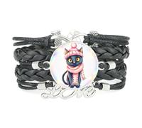 Bracelet En Cuir Tressé Ajustable Ray Projection Cat Fantastic Unique Love | Multistrat,Punk,Bracelet,Fait main,Offre,Bangle,Accessoire,Amie,Amoureux,Ethnique,Amitié,Anniversaire,Noël,Musique,Art