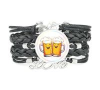 Bracelet En Cuir Tressé Ajustable, Style Ethnique, Avec Dégradé Littéraire Et Diffraction Spectrale, Idéal Pour Un Festival De La Bière. Accessoire D'Amour, Cadeau D'Anniversaire Ou De Noël, No