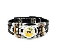 Bracelet En Cuir Tressé Ajustable, Style Ethnique, Fait Main, Avec Effet De Diffraction Spectrale Estivale, Idéal Pour Un Festival De La Bière. Accessoire D'Amitié, Cadeau D'Anniversaire Ou De No