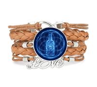 Bracelet En Cuir Tressé Ajustable, Style Ethnique, Inspiré De La Magie Numérique Et De L'Intrication Quantique, Idéal Pour Un Festival De La Bière. Accessoire Cadeau D'Anniversaire Ou De Noël. C