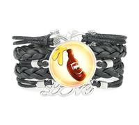 Bracelet En Cuir Tressé Ajustable, Style Ethnique, Orné D'Un Motif De Diffraction Spectrale Fantastique, Idéal Pour Un Festival De La Bière. Accessoire De Mode Et Cadeau Parfait Pour Un Anniversai