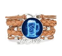 Bracelet En Cuir Tressé Ajustable, Style Ethnique, Symbole De Bonheur Et D'Intrication Quantique Numérique, Idéal Pour Les Fêtes De La Bière. Accessoire Cadeau D'Anniversaire Ou De Noël. Couleur