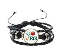 Bracelet en cuir tressé avec symbole de l'Islam Allah - Pour musulmane arabe - Pour la foi religieuse, 20 mm, Verre
