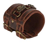 Bracelet en Cuir tressé avec Tête de Mort, Style Punk Vintage, Boucle Ardillon Réglable pour les Fêtes et les Musiciens de Rock (BROWN)